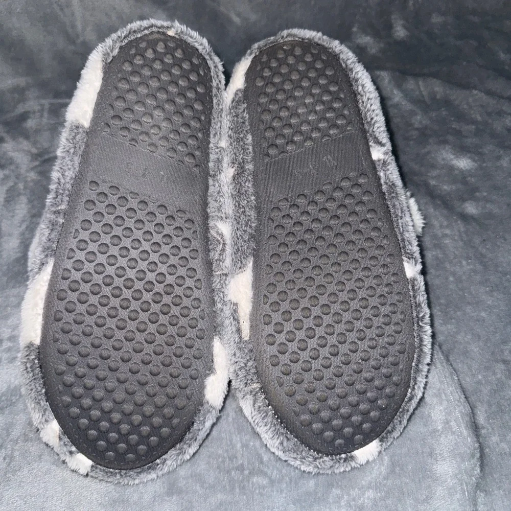 Jessica Simpson Girls Star Print Slipper Boots XL 4-5 Grey Faux Fur Trim